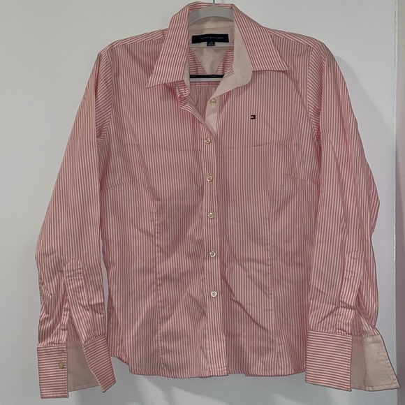 Tommy Hilfiger Women's Gingham Button Down Top Pink Size 2X